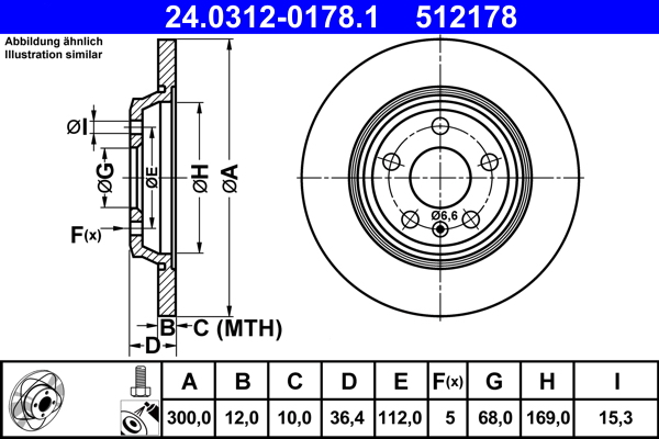 Тормозной диск   24.0312-0178.1   ATE