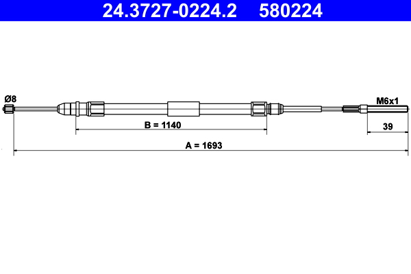 Тросик, cтояночный тормоз   24.3727-0224.2   ATE