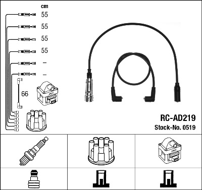 Комплект проводов зажигания, NGK, 0519