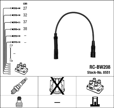 Комплект проводов зажигания   0551   NGK