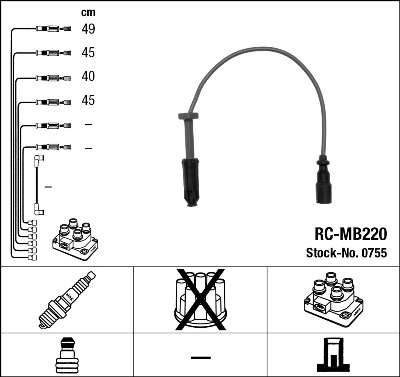 Комплект проводов зажигания   0755   NGK