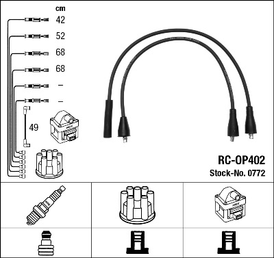 Комплект проводов зажигания   0772   NGK