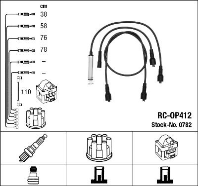 Комплект проводов зажигания   0782   NGK