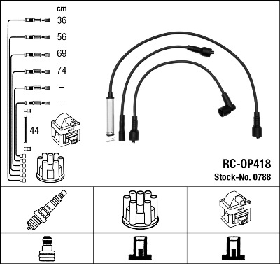 Комплект проводов зажигания   0788   NGK