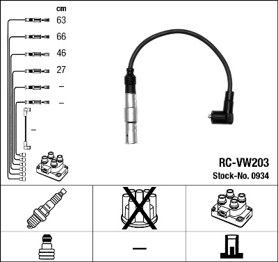Комплект проводов зажигания   0934   NGK