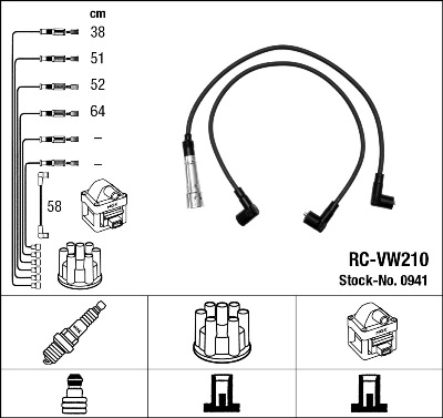 Комплект проводов зажигания   0941   NGK