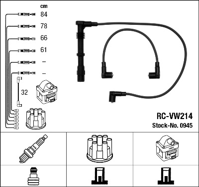 Комплект проводов зажигания   0945   NGK