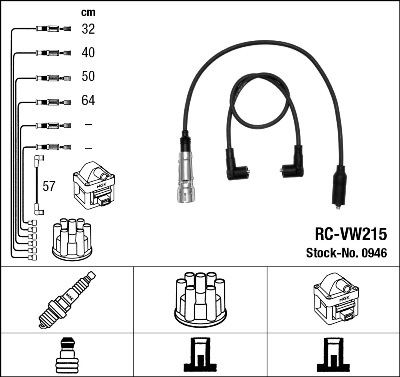 Комплект проводов зажигания   0946   NGK