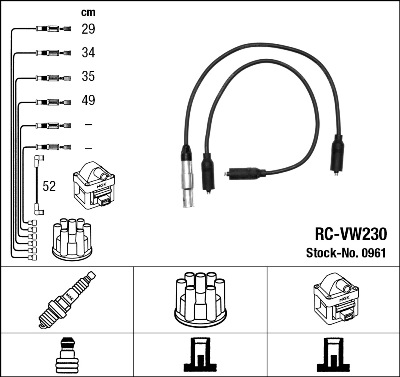 Комплект проводов зажигания   0961   NGK