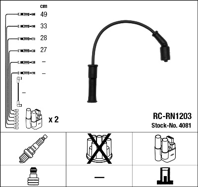 Комплект проводов зажигания   4081   NGK