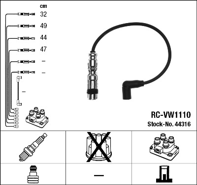 Комплект проводов зажигания   44316   NGK