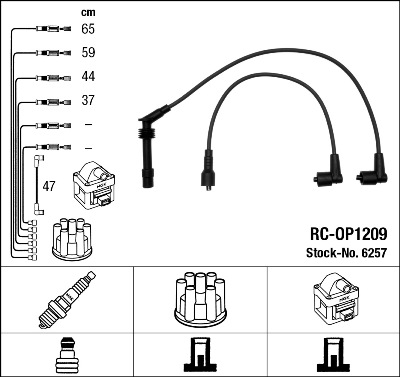 Комплект проводов зажигания   6257   NGK
