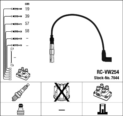 Комплект проводов зажигания   7044   NGK
