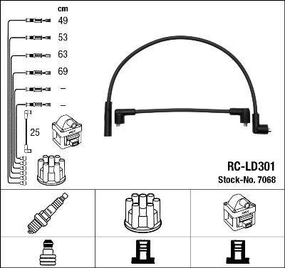 Комплект проводов зажигания   7068   NGK