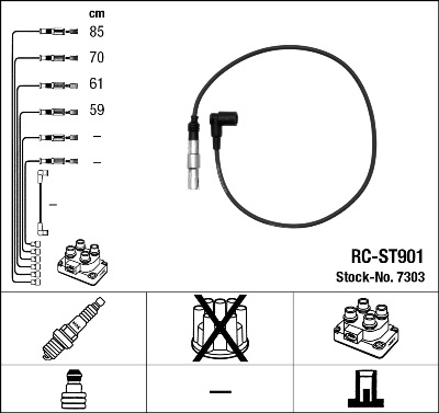 Комплект проводов зажигания   7303   NGK