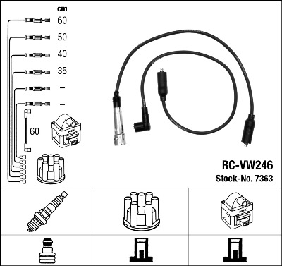 Комплект проводов зажигания   7363   NGK