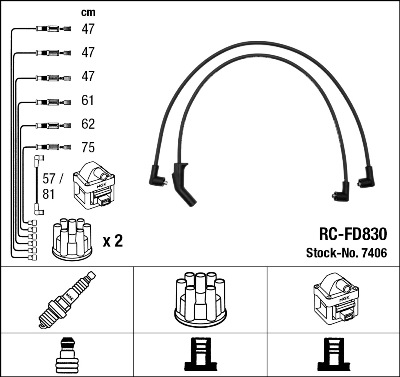 Комплект проводов зажигания   7406   NGK
