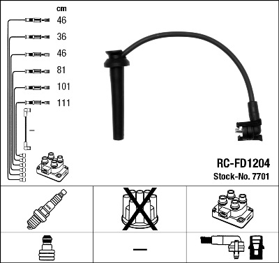 Комплект проводов зажигания   7701   NGK