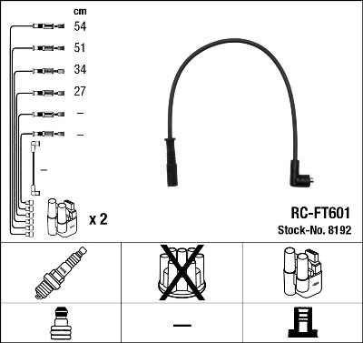 Комплект проводов зажигания   8192   NGK