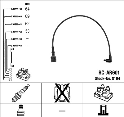 Комплект проводов зажигания   8194   NGK