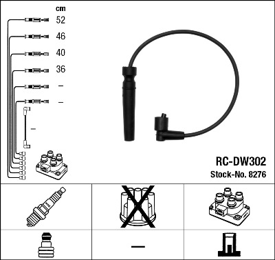 Комплект проводов зажигания   8276   NGK