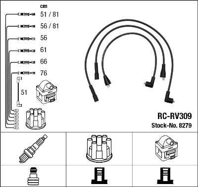 Комплект проводов зажигания   8279   NGK