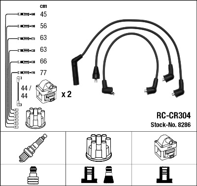 Комплект проводов зажигания   8286   NGK