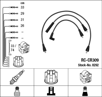 Комплект проводов зажигания   8292   NGK