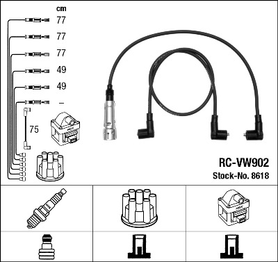 Комплект проводов зажигания   8618   NGK