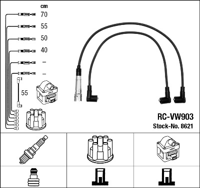 Комплект проводов зажигания   8621   NGK