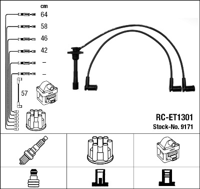 Комплект проводов зажигания   9171   NGK