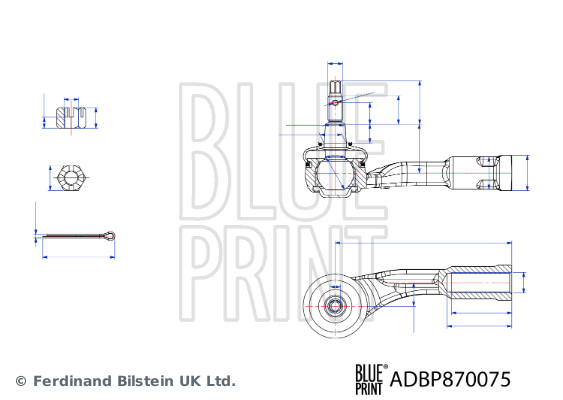 Наконечник поперечной рулевой тяги   ADBP870075   BLUE PRINT