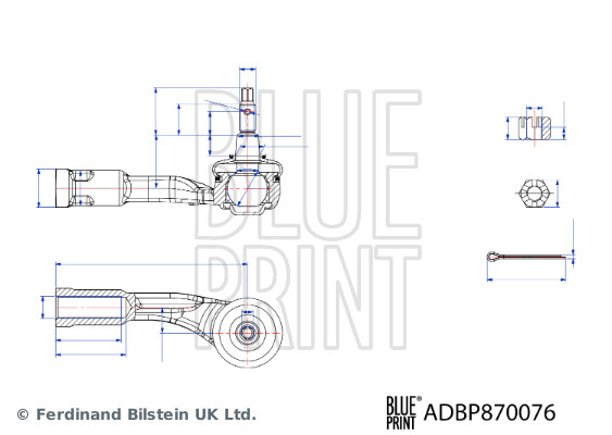 Наконечник, поперечна кермова тяга   ADBP870076   BLUE PRINT