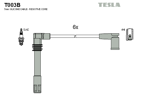 Комплект проводов зажигания   T003B   TESLA