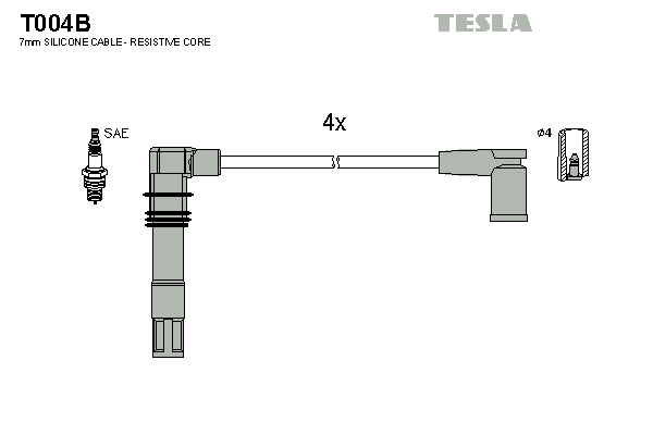 Комплект проводів високої напруги   T004B   TESLA