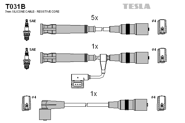 Комплект проводов зажигания   T031B   TESLA
