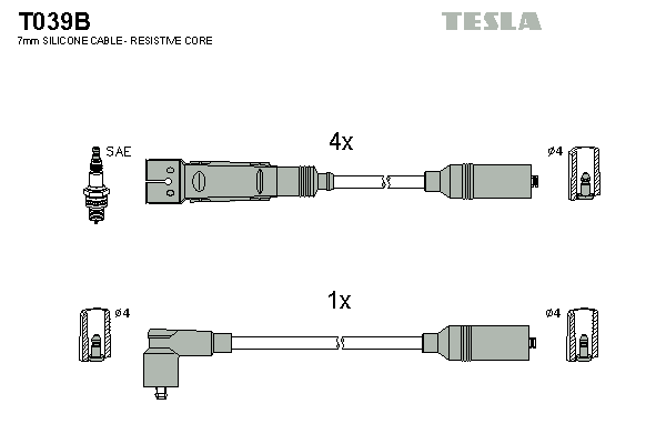 Комплект проводов зажигания   T039B   TESLA