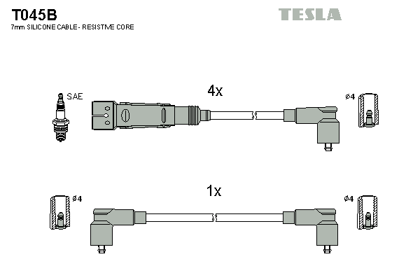 Комплект проводов зажигания   T045B   TESLA
