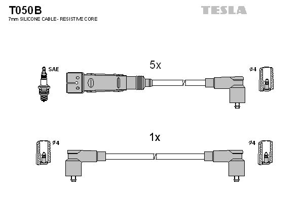 Комплект проводов зажигания   T050B   TESLA