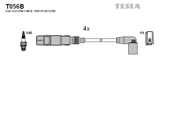 Комплект проводів високої напруги   T056B   TESLA