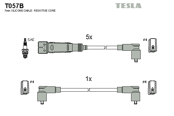 Комплект проводов зажигания   T057B   TESLA