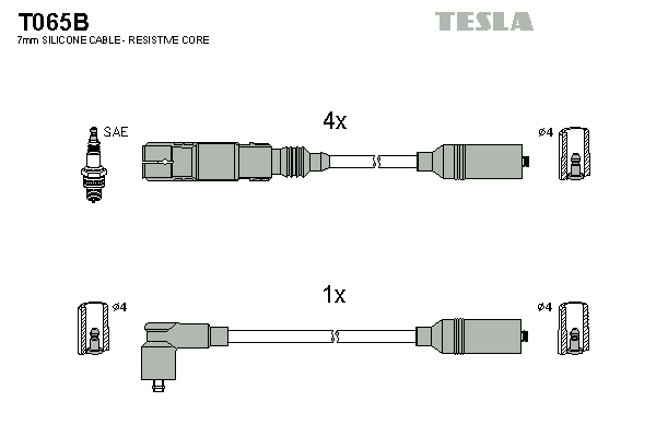 Комплект проводів високої напруги   T065B   TESLA