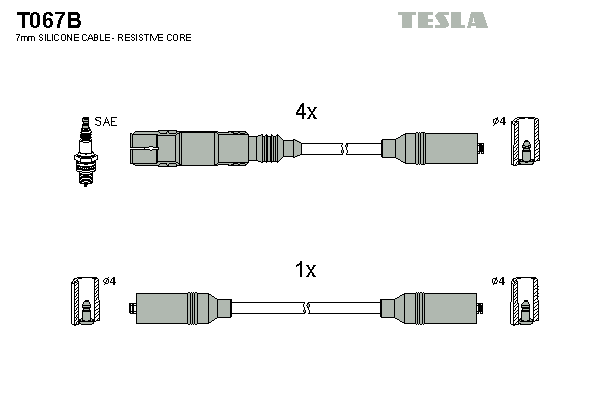 Комплект проводов зажигания   T067B   TESLA