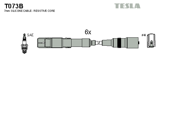 Комплект проводов зажигания   T073B   TESLA