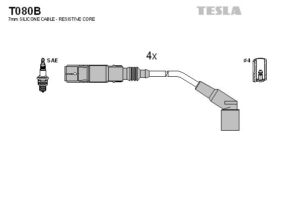 Комплект проводов зажигания   T080B   TESLA