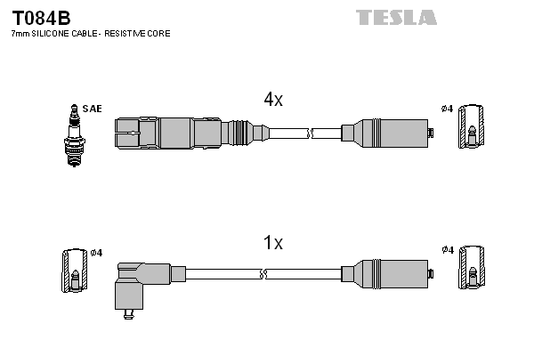 Комплект проводов зажигания   T084B   TESLA