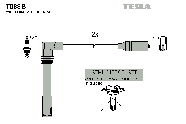 Комплект проводів високої напруги   T088B   TESLA