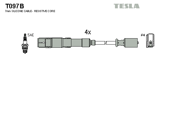 Комплект проводов зажигания   T097B   TESLA