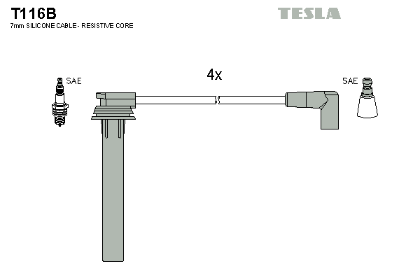 Комплект проводів високої напруги   T116B   TESLA