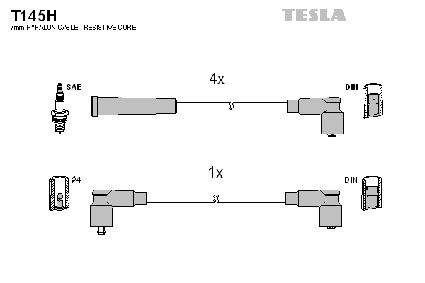 Комплект проводов зажигания   T145H   TESLA